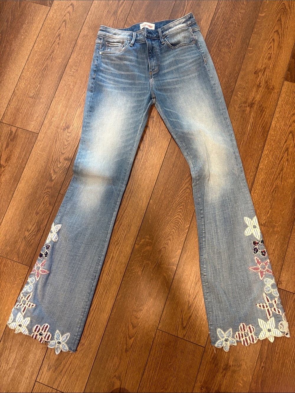DRIFTWOOD Light Blue Embroidered Flare Jeans